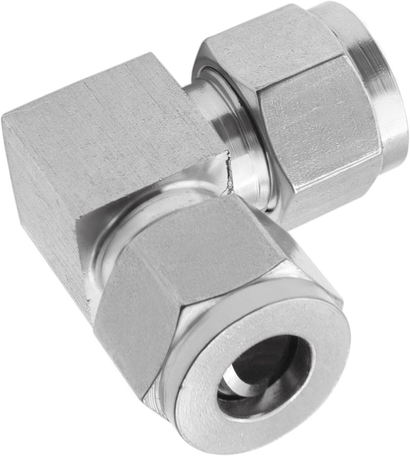 Goldpea Stainless Steel 304 Compression 90 Degree Elbow 6mm OD x 6mm OD Tube Fitting with Double Ferrule, Pack of 2 - Image 2